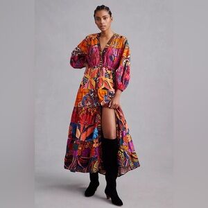 Farm Rio Button-Front Maxi Dress